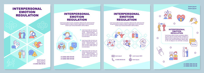 Interpersonal emotion regulation brochure template. Leaflet design with linear icons. Editable 4 vector layouts for presentation, annual reports. Arial-Black, Myriad Pro-Regular fonts used