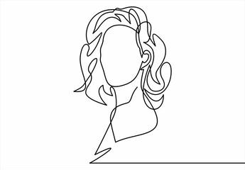  portrait of the beautiful young girl-continuous line drawing 