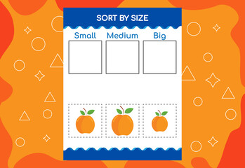 Sort Images By Size With Fruits. Educational Worksheet For Kids