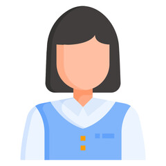 Student Girl flat color icon. Can be used for digital product, presentation, print design and more.