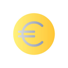Euro coin flat gradient color ui icon. Currency and money. Golden euro cent. Finance and banking. Simple filled pictogram. GUI, UX design for mobile application. Vector isolated RGB illustration