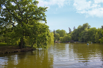 Fototapeta na wymiar Upper Pond in National dendrological park 