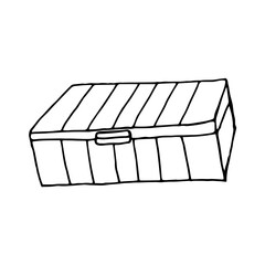 Handdrawing pillbox black and white isolated. Stock vector illustration.