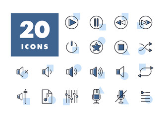 Multimedia user interface vector icons set