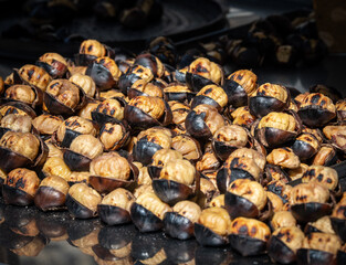 heap of the roasted chestnuts