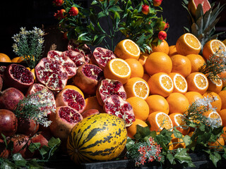 Various fruits on the counter