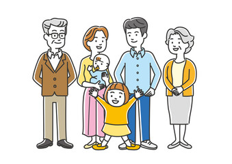 仲良しで笑顔の三世代家族