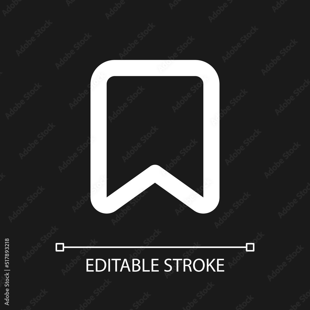 Poster add bookmark pixel perfect white linear ui icon for dark theme. saving webpage. reading list. vector