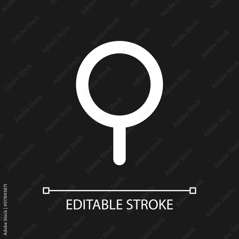 Poster round pushpin pixel perfect white linear ui icon for dark theme. identifying location on map. vector