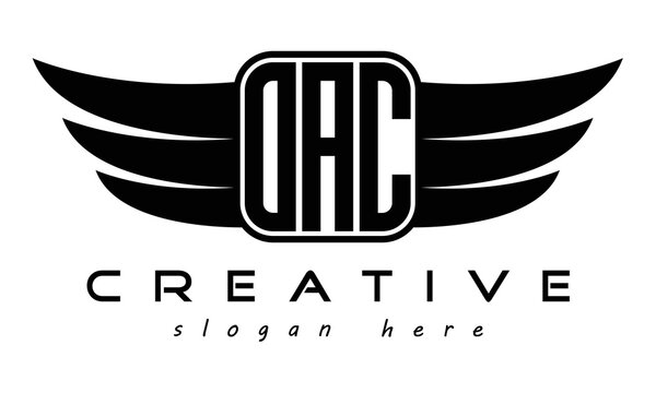 OAC three Letter Wings minimalist creative concept flag Flying abstract Initial wing symbol icon professional logo design, Vector template