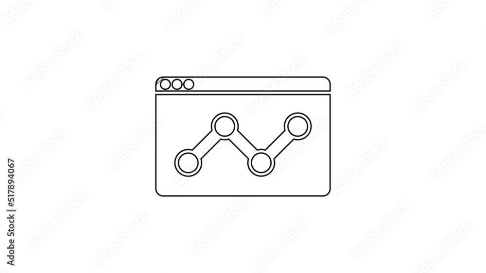 Poster black line web analytics information and development website statistic icon isolated on white backgr