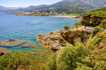 Obraz premium Panoramic view of the bay of Port of Selva, Costa Brava, Catalonia, Spain