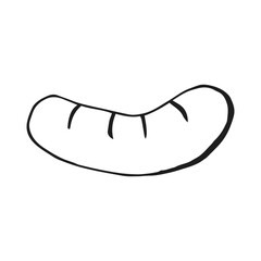 Oktoberfest 2022 - Beer Festival. Hand-drawn Doodle outline bavarian sausage on a white background. German Traditional holiday.
