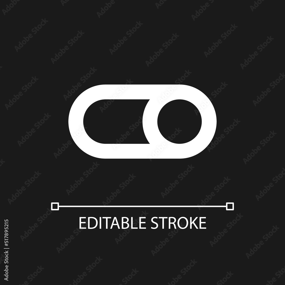 Poster toggle button pixel perfect white linear ui icon for dark theme. switching preferences. vector line 