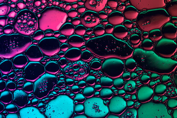 abstract iridescent light in dark liquid background