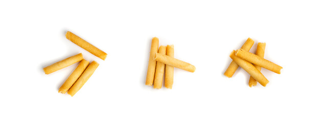Crunchy Wafer Sticks Isolated on White Background