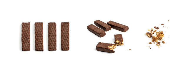 Chocolate Wafers Isolated, Wafer Biscuits Coated in Chocolate