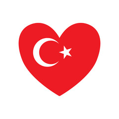 Vector flat Turkish Turkey flag heart isolated on white background