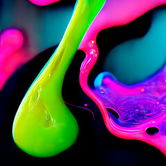 Bright abstract background with 3d fluid forms and neon colors - 517896069