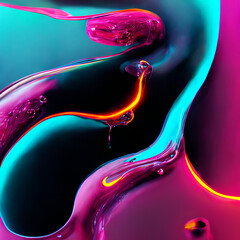 Bright abstract background with 3d fluid forms and neon colors - 517896099