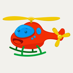 Obraz na płótnie Canvas Illustration vector graphic design cartoon character of cute helicopter in flat kawaii doodle style. Suitable for children book, merchandise, toys mascot, etc.