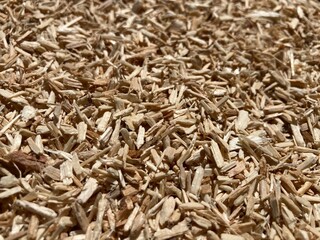 a pile of many wood chips