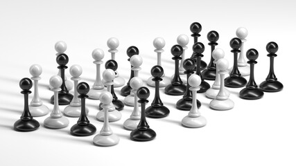 Chess pawns crowd concept background