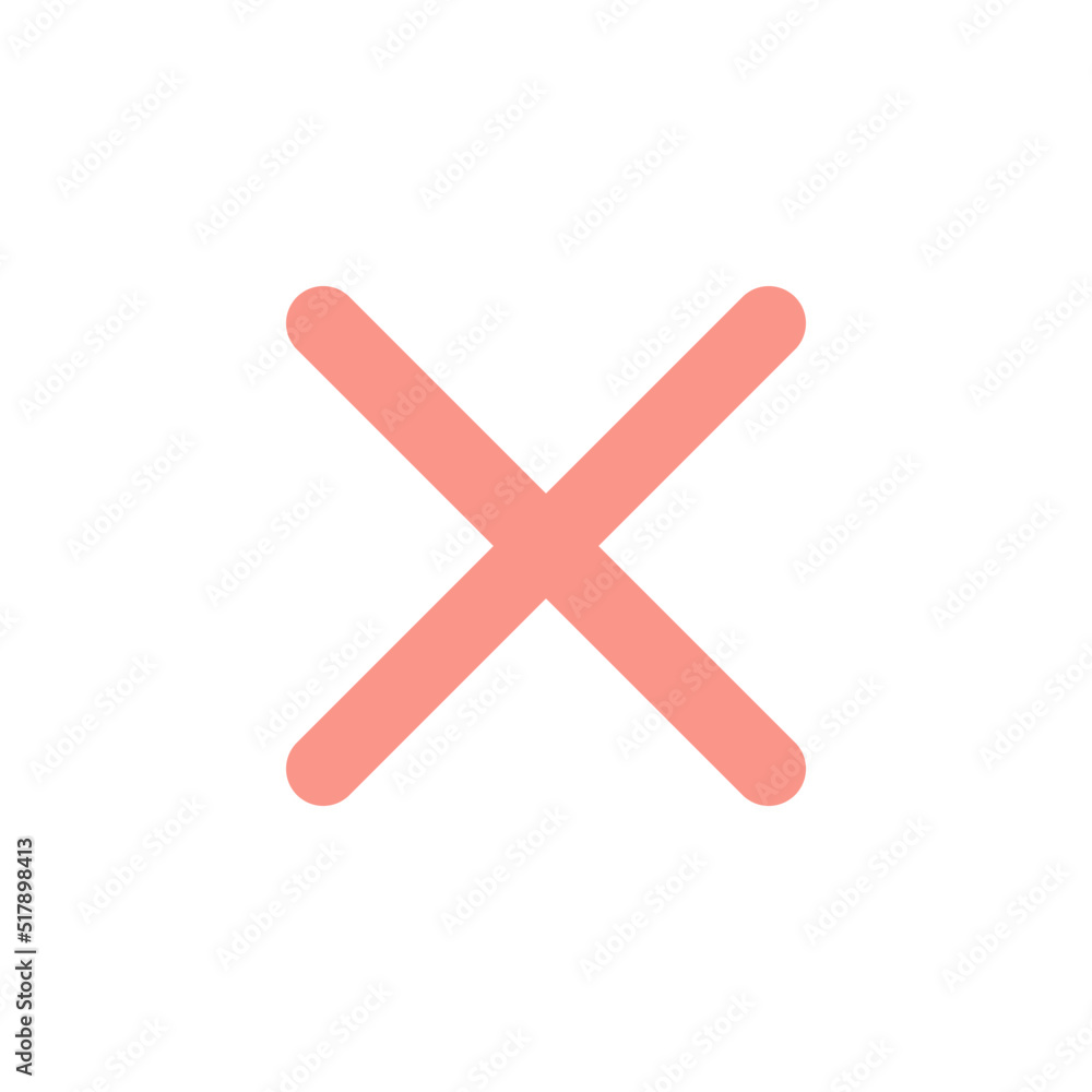 Poster cross mark flat color ui icon. delete action. cancel button. close window. multiplication symbol. si