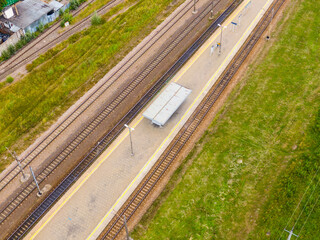 Two parallel railroads. aerial view