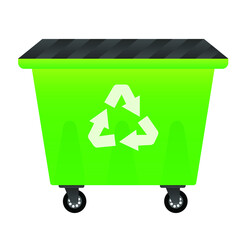 Bin icon. Trash can. Recycle icons set. Biodegradable, compostable, recyclable icon set. Vector illustration rubbish box on wheels
