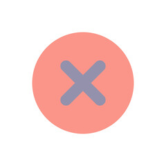 Fototapeta premium Delete button flat color ui icon. Alert error. Toolbar control element. Cancel upload. Menu command. Simple filled element for mobile app. Colorful solid pictogram. Vector isolated RGB illustration