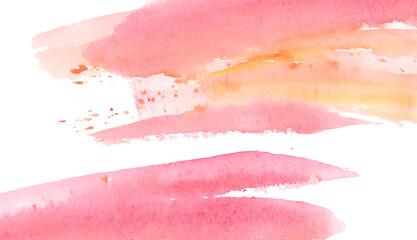 isolated spot of pink color painted with watercolor
