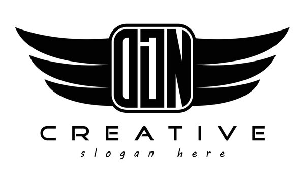 ODN three Letter Wings minimalist creative concept flag Flying abstract Initial wing symbol icon professional logo design, Vector template