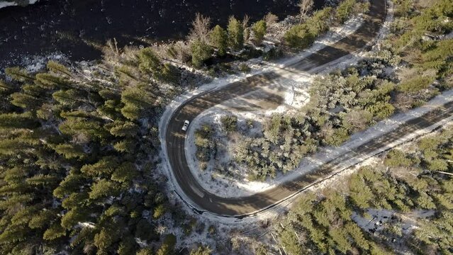 Aerial View of a Curved Road in British Columbia