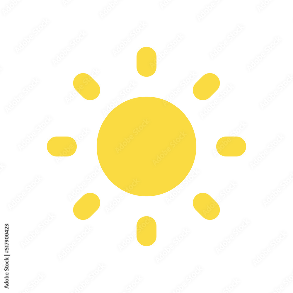 Poster light mode flat color ui icon. daytime theme. adjust screen brightness. sun option. viewing experien