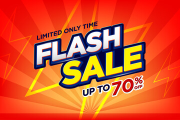 Flash Sale Shopping banner with Thunder sales banner template design for social media and website.Limited Only time and Flash Sale campaign