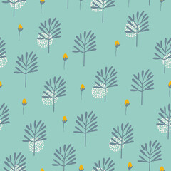 Seamless abstract floral pattern. Vector flower background for fabric, wrapping, textile, wallpaper, apparel. - 517900466