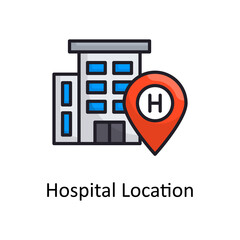 Hospital Location vector Filled Outline Icon Design illustration. Medical Symbol on White background EPS 10 File