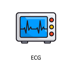 Cardiogram vector Filled Outline Icon Design illustration. Medical Symbol on White background EPS 10 File