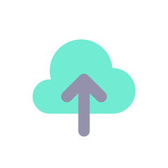 Upload to cloud flat color ui icon. Large files storage. Loading process. Encrypting data on server. Simple filled element for mobile app. Colorful solid pictogram. Vector isolated RGB illustration