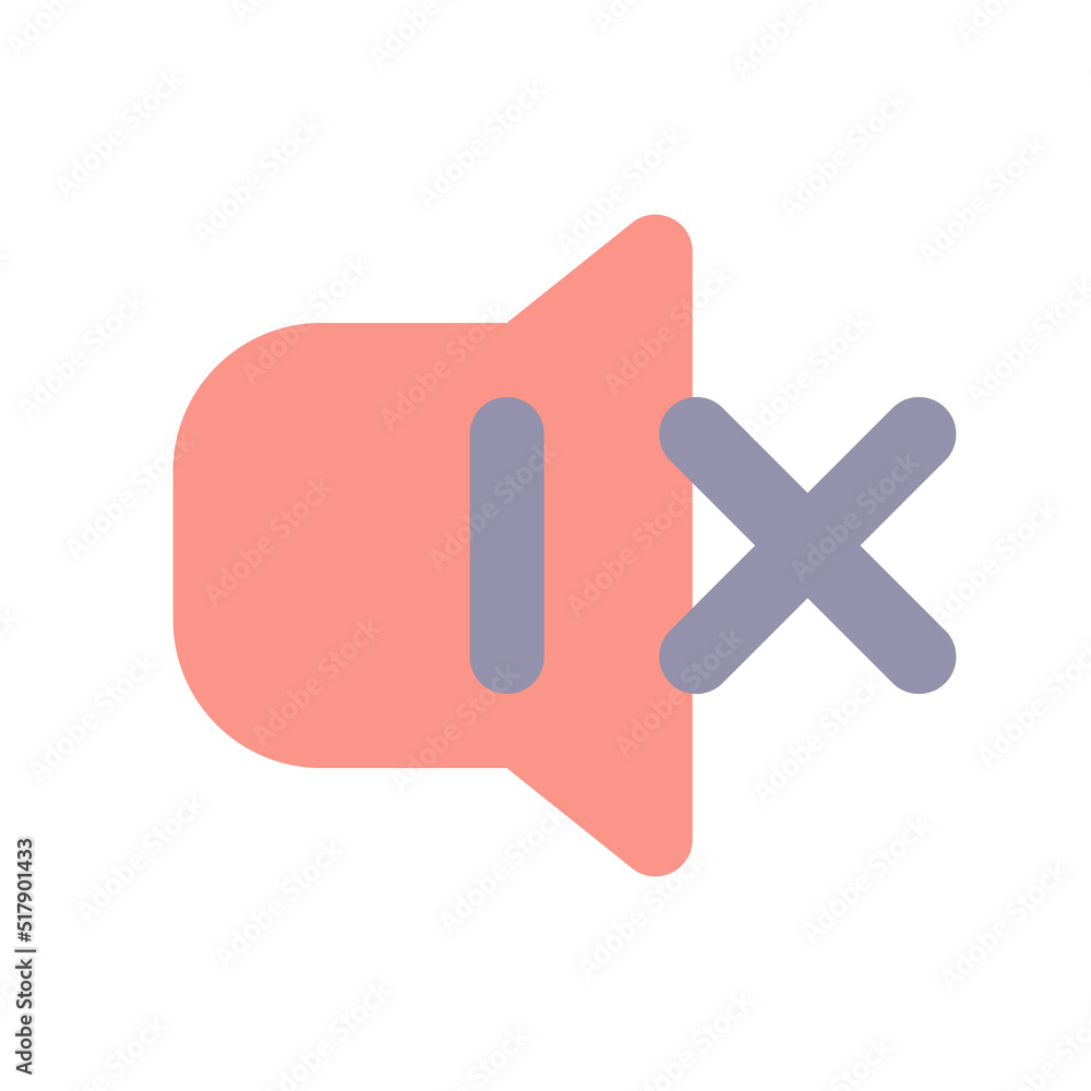 Poster Turn off sound flat color ui icon. Silent mode. Mute ringer. Alert option. Crossed out bell. Settings. Simple filled element for mobile app. Colorful solid pictogram. Vector isolated RGB illustration