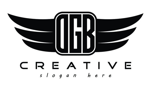 OGB three Letter Wings minimalist creative concept flag Flying abstract Initial wing symbol icon professional logo design, Vector template