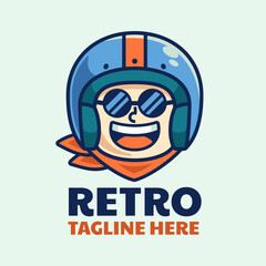 Fun Retro Rider Helmet Logo Design