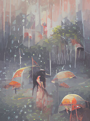 couple under umbrella in autumn