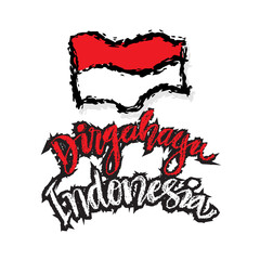 Dirgahayu Republik Indonesia Long Live Indonesia hand lettering. Indonesian Independence Day concept.