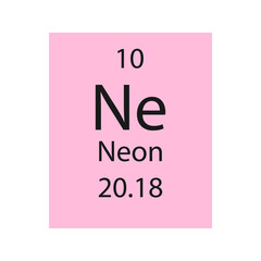 Neon symbol. Chemical element of the periodic table. Vector illustration.