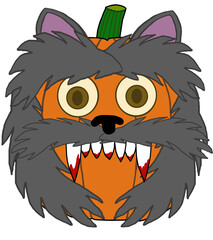 halloween pumpkin werewolf head