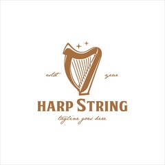 Harp Logo Design Musical Instrument Vector Image