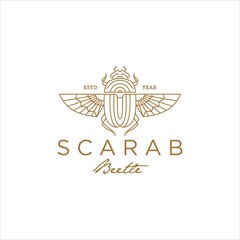 Scarab Logo Design Beetle Bug Vector Image