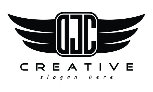 OJC three Letter Wings minimalist creative concept flag Flying abstract Initial wing symbol icon professional logo design, Vector template